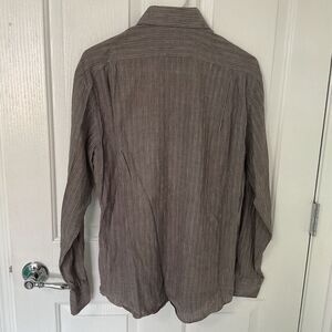 Faconnable Long Sleeve Button Up Shirt Brown Striped Small Classique Cotton Men